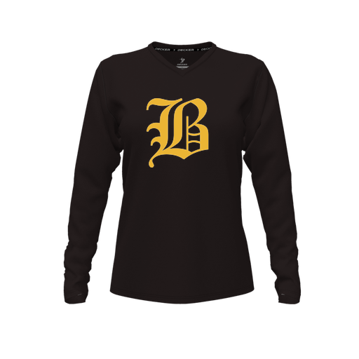 [CUS-DFW-TEES-CMF-VNK-LSL-BLK-FYXS-LOGO1] Decker Comfort T-Shirt (Female Youth XS, Black, V Neck, Logo 1, Long Sleeve)