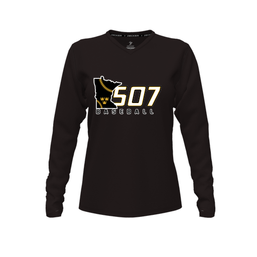 [FTLVCFBK-FYXS-LOGO2] Decker Comfort T-Shirt (Female Youth XS, Black, V Neck, Logo 2, Long Sleeve)