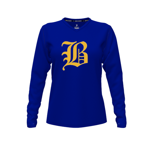 [FTLVPTRY-FYXS-LOGO1] Decker Performance T-Shirt (Female Youth XS, Royal, V Neck, Logo 1, Long Sleeve)