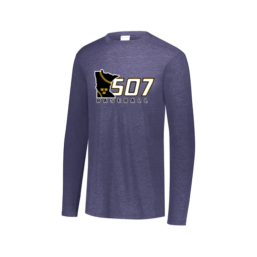[FTLCUBNV-AXS-LOGO2] Decker Men's Tri-Blend T-Shirt - Long Sleeve (Adult XS, Navy, Logo 2)