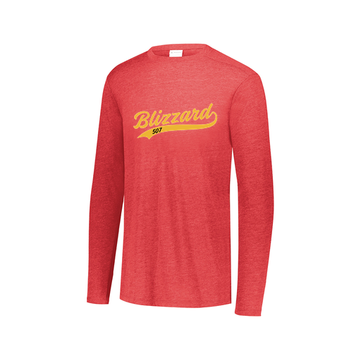 [FTLCUBRD-AXS-LOGO3] Decker Men's Tri-Blend T-Shirt - Long Sleeve (Adult XS, Red, Logo 3)